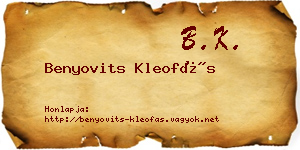 Benyovits Kleofás névjegykártya